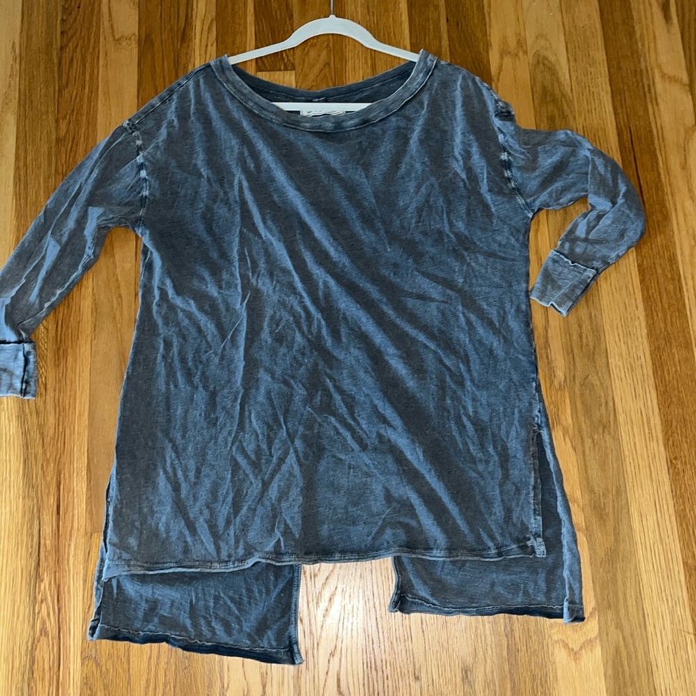 We The Free People Long Sleeve Open Back Tunic Top Gray Size Small